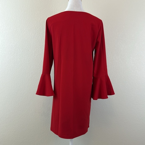 Alice + Olivia Tameika Vibrant Red Trumpet Sleeve Dress Size 8 - Picture 5 of 9